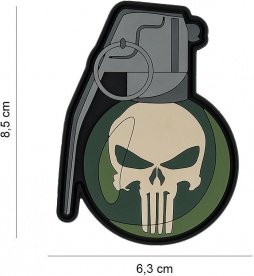 Gumiran našitek / 3D Patch  - Granata skull